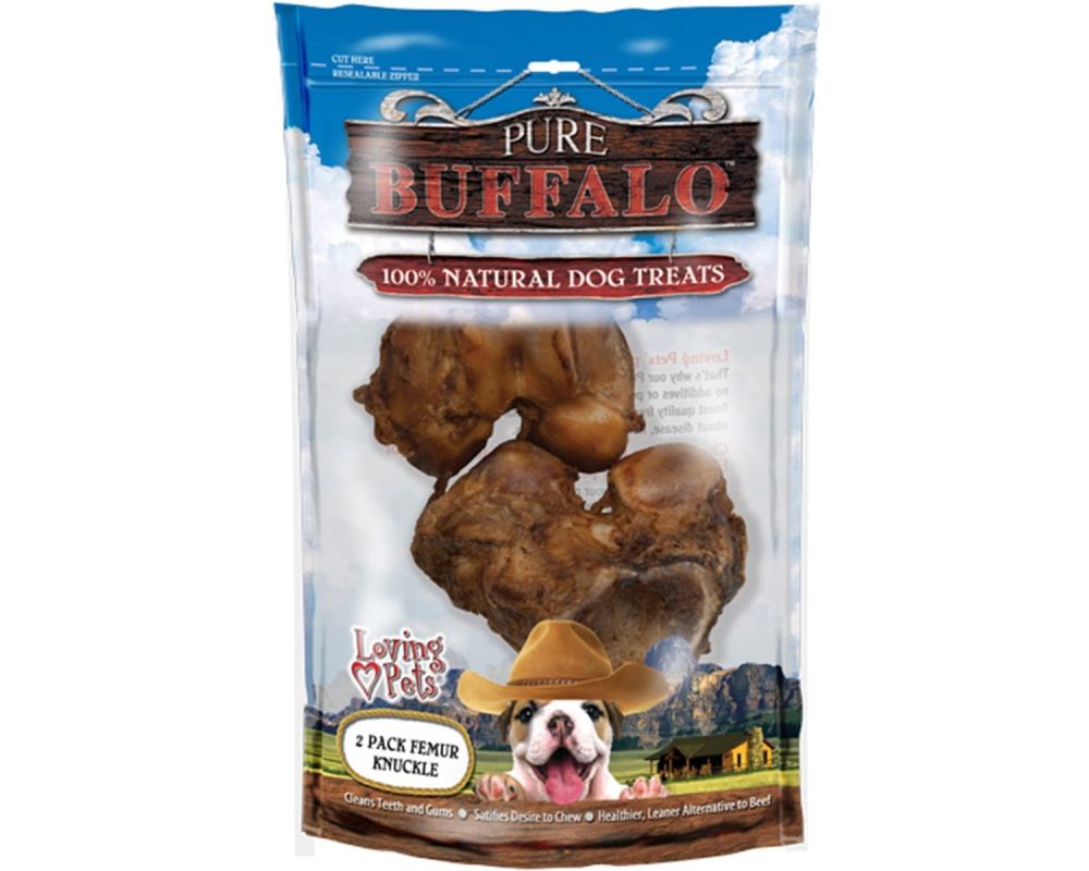 Loving Pets Pure Buffalo Femur Knuckle Bone (2 Pack)