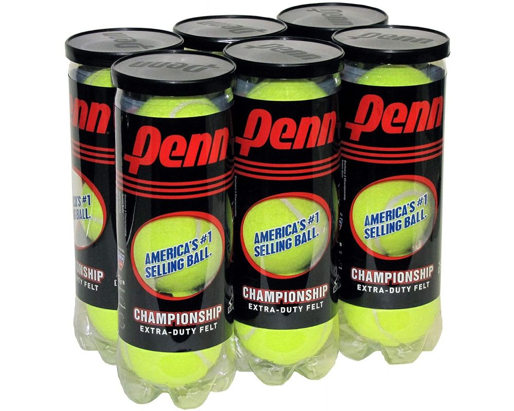 Penn Tennis Balls Championship Extra Duty (Hard Courts), 6 Pack, 18 Balls, Yellow - USTA & ITF Approved