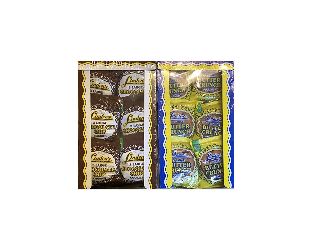 Linden's Variety Bundle, Butter Crunch + Chocolate Chip Cookies, 3 Cookies Per Pack, 2 18 Packs