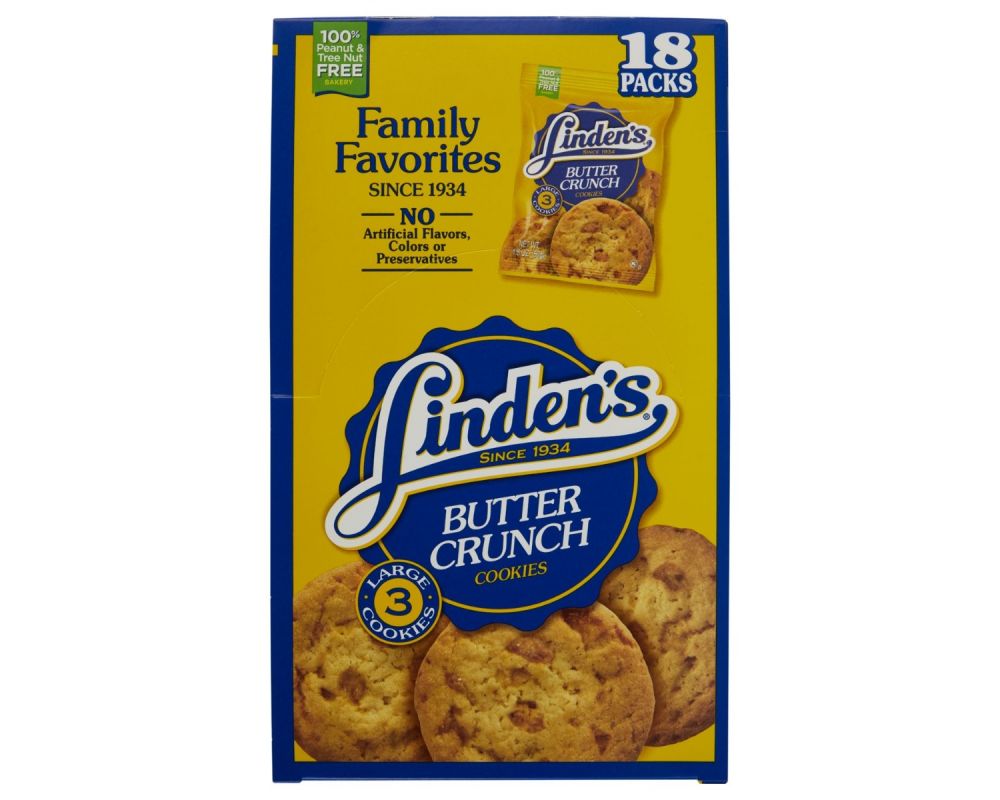Linden Butter Crunch Cookies - 3 Cookie Per Pack, 18 Packs Per Case